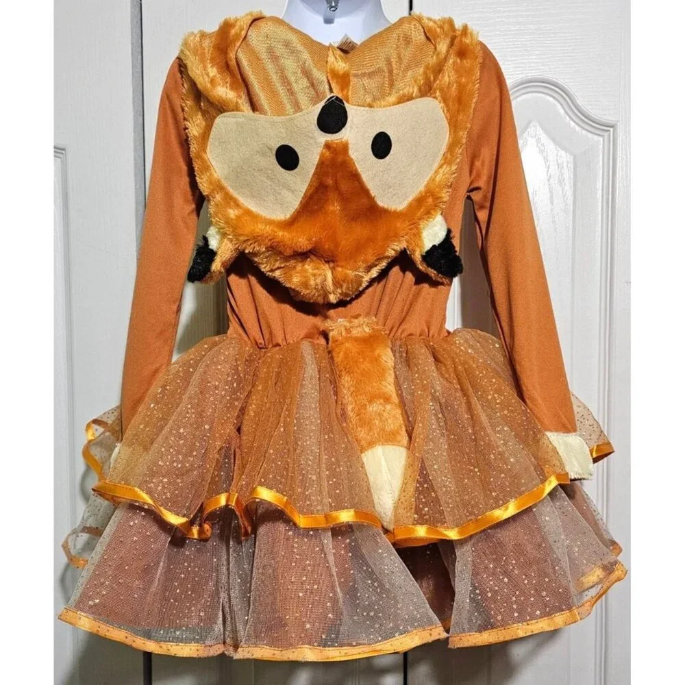 Furry Fox Child Costume Dress Girls 4-6 Halloween Woodland Animal Pretty Tutu